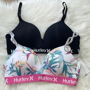 Hurley 2 Pack Wirefree No wire Push up Light Padded Bra NWT